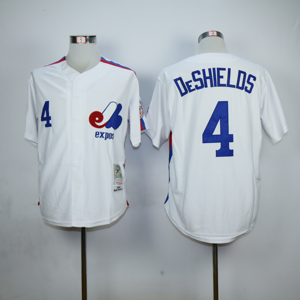 Men Montreal Expos 4 Deshielos White MLB Jerseys